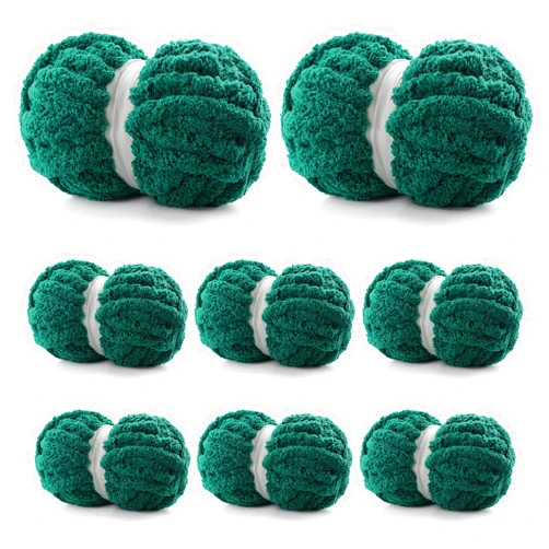 Cuden 8 Pack Chunky Yarn for Hand Knitting - Chenille Yarn for Crocheting - 224 Yds Chunky Blanket Yarn Jumbo, Thick Fluffy for Knitting Blankets, Super Bulky Yarn 61.6 Oz (Dark Green)