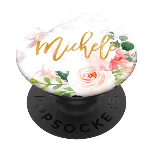First Name Floral Monogram Personalized Gifts Michele First Name Gift Rose Pink Marble and Pink Floral