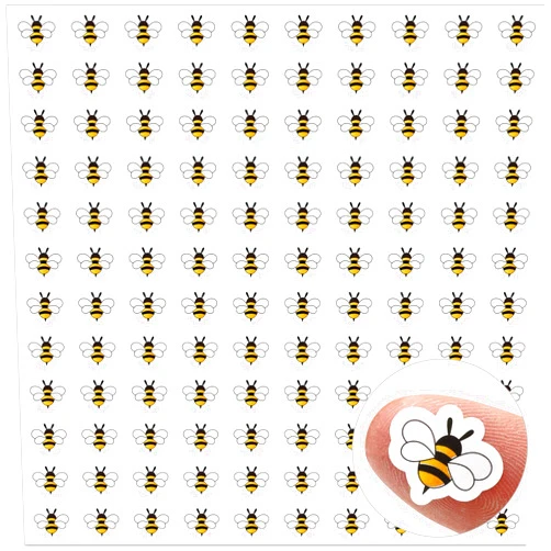 JarThenaAMCS 2400Pcs Summer Mini Bee Sticker Cartoon Paper Small Decals Cute Yellow Buzz Bee Self-Adhesive Stickers for Holiday Envelopes Scrapbook Gifts DIY Supplies, 0.5 in