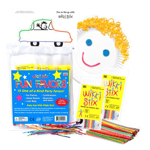 Wikki Stix - Arts & Crafts Wikki Stix Party Favor Pak - Perfect Favor for All Party Types, Made in USA, Pack of 15, No Mess Classroom Handout