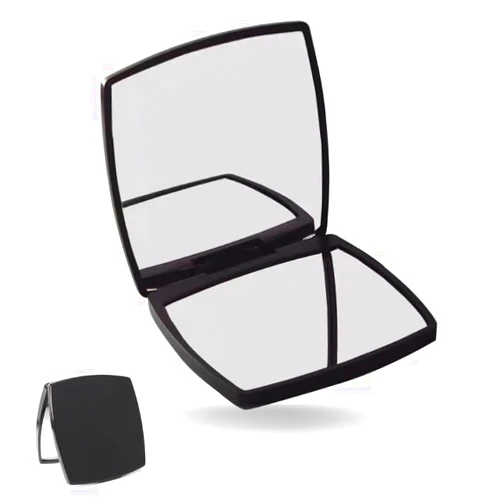 Ayoiesp Vanity Mirror Makeup Mirror Compact Cosmetic Mirror Elegant Vanity Foldable Mirror Magnifying Mirror for Pocket Purses Travel (Black)