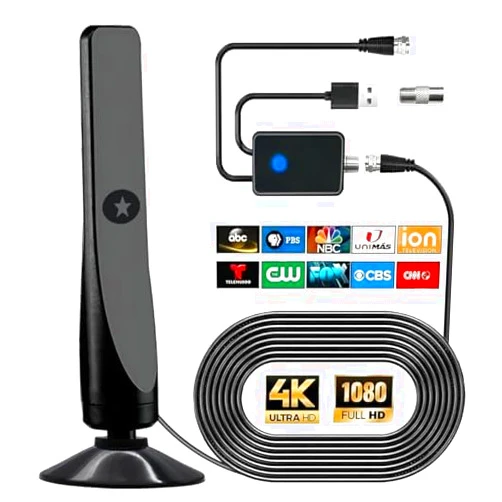 New brothread TV Antenna Indoor, HD Antenna for Smart TV and,TV Antenna for Local Channels, Support All TV with 4K 1080p All Television Indoor and Outdoor- 16FT Coax HDTV Cable