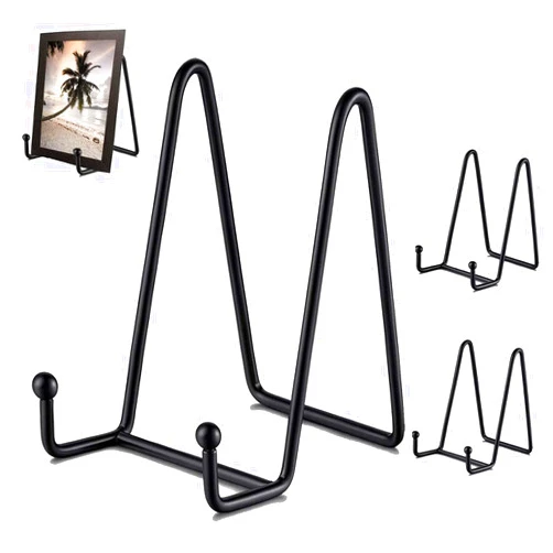 Jneoace 3 Pack 6 Inch Plate Stands for Display, Metal Black Frame Stand for Picture, Book, Decorative Plate, Photo Easel and Tabletop Artworks (6 Inch)