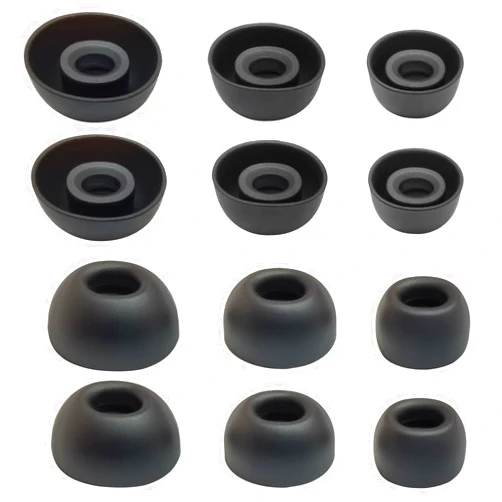 Mijusun Replacement Earbuds Tips Universal True Wireless Earbuds 4.0mm-6.0mm Nozzle Silicone Ear Tips 6 Pairs LMS Black