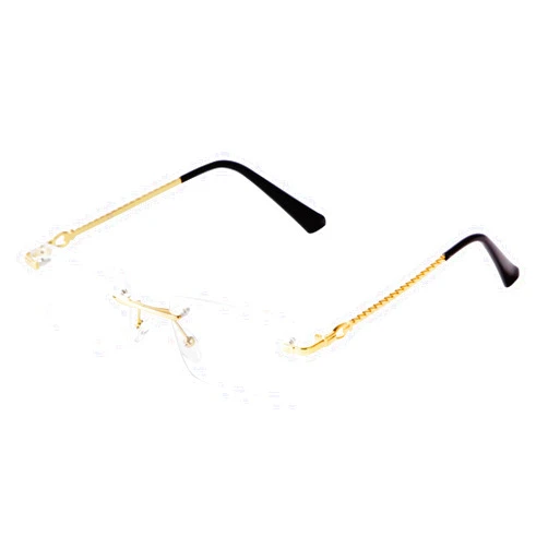 JUDOO Rimless Rectangle Sunglasses for Men Women Fashion Hip hop Frameless Designer Shades Y2K Square Clear Glasses