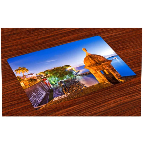 Lunarable Puerto Rico Place Mats Set of 4, Coast at Paseo de la Princesa Retro Style Architectural Elements Photography, Washable Fabric Placemats for Dining Room Kitchen Table Decor, Multicolor