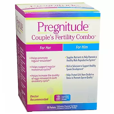 Pregnitude Couple's Fertility Combo - Pregnitude Reproductive and Dietary Supplement, Evolution60 Male Fertility and Reproductive Supplement - 15 Day Supply for Couple's