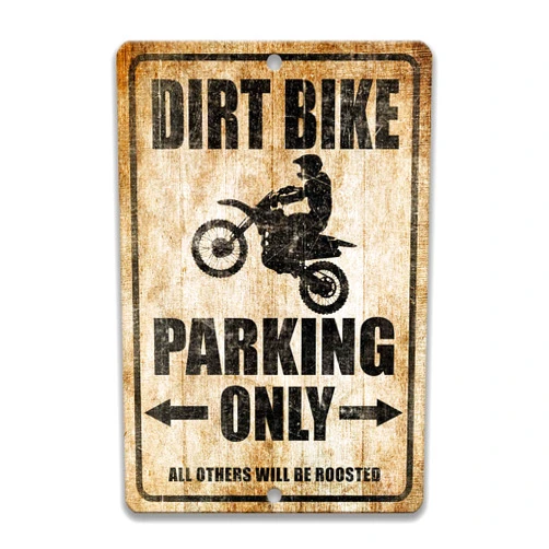 Designs by Linda Nee Dirt Bike Parking Only Sign - Dirt Bike Lover Gift - Supercross, Motocross, Motorcycle Racing