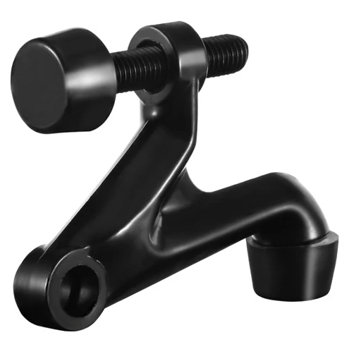 HOMOTEK 2 Pack Hinge Pin Door Stoppers, Hing Door Stops, Adjustable Deluxe Heavy Doorstops for Top of Door, Door Hinge Stoppers with Black Rubber Bumper Tips, Black