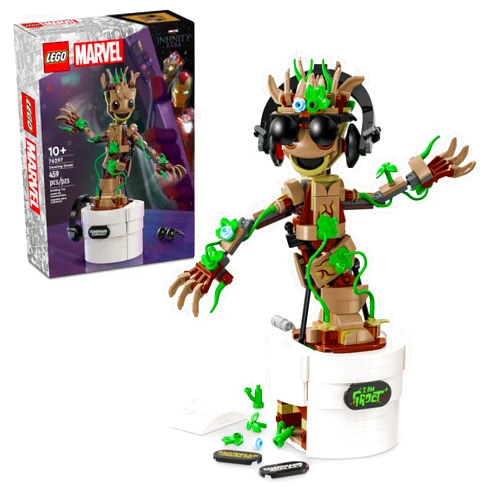 LEGO Marvel Dancing Groot, Guardians of The Galaxy Toy, Buildable Birthday Gift, Marvel Toy, Super Hero Hand-Operated Interactive Playset, Marvel Gift for Kids, Animated Groot Figure, 76297