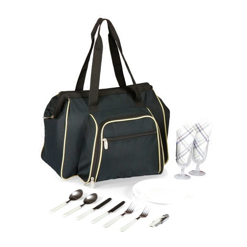 Picnic Time Toluca Insulated Cooler Picnic Tote, Black