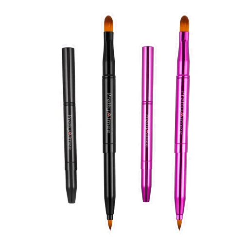PrettyAimee Retractable Lip Brush Lip Liner Brushes Concealer Dual End Travel Retractable Lipstick Eyeshadow Foundation Makeup Brush Tool（2 PCS） (Black Purple)