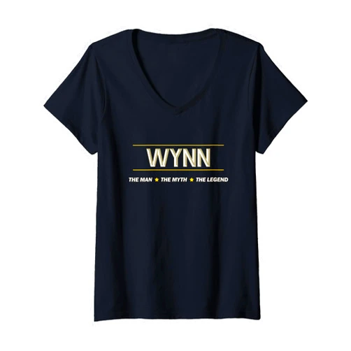 For Someone Named WYNN Womens WYNN - the Man the Myth the LEGEND | Mens Boys Name - Funny V-Neck T-Shirt