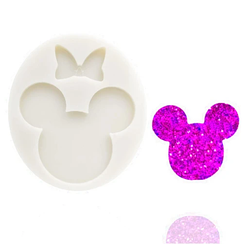 MLOLM Cute Mouse Head Bow Silicone Mold for DIY Chocolate Candy Pudding Gum Paste Cupcake Cake Topper Decoration Desserts Jelly Shots Handmade Ice Cream Ice Cube Crystal Soap Mould Fondant Mold