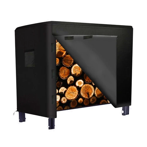 PLKO 4ft Firewood Log Rack Cover Outdoor,Heavy Duty Waterproof Weather Resistant 600D Oxford Fabric(Black