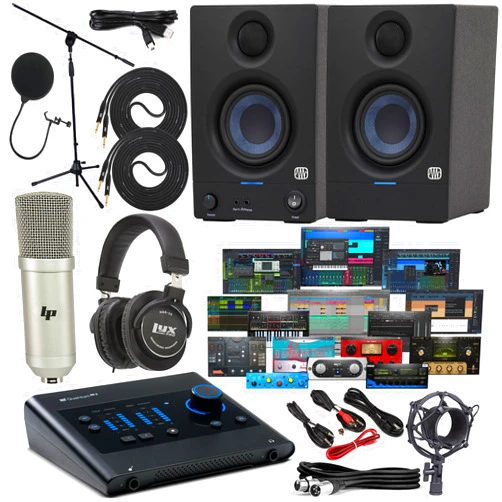 LyxPro Quantum ES2 2x2, 24-bit / 192 kHz USB-C Audio Interface with New Designed Eris E3.5 Creative Reference Multimedia Monitors and with Newest Version Studio One Artist Software Pack