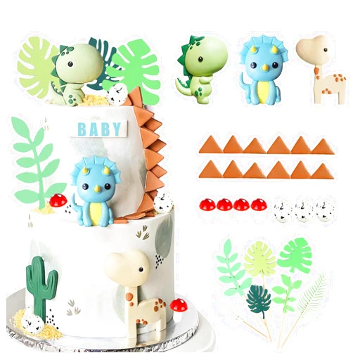 LEFUBABY Baby Dinosaur Cake Toppers Dinosaur Cake Decorations Dinosaur Birthday Cake Toppers for Baby Shower Boy Girl Birthday Dinosaur Themed Party Supplies