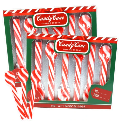 Sweetzo Christmas Candy Cane Spoons, Hot Chocolate and Coffee Peppermint Stirrers - 24 Total Pieces (Pack of 2)