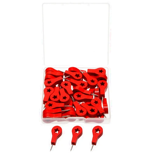 Tupalizy Creative Wood Push Pins Decorative Map Thumb Tacks for Travel Hanging Art Picture Photo Tapestry Painting Bulletin Cork Board Cubicle Wall DIY Craft Home School Office Use (Red Star, 40PCS)