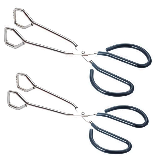 HINMAY 10-Inch Heavy Duty Stainless Steel Kitchen Scissor Tongs, Set of 2