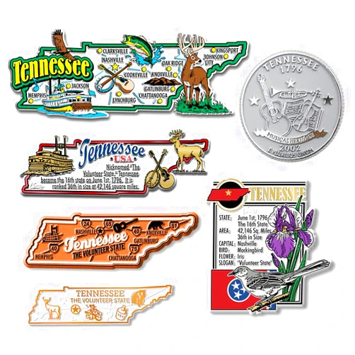 Classic Magnets Tennessee Six-Piece State Magnet Set by Classic Magnets, Includes 6 Unique Designs, Collectible 3D Rubber Vintage-Style Souvenirs and Gifts Made in The USA