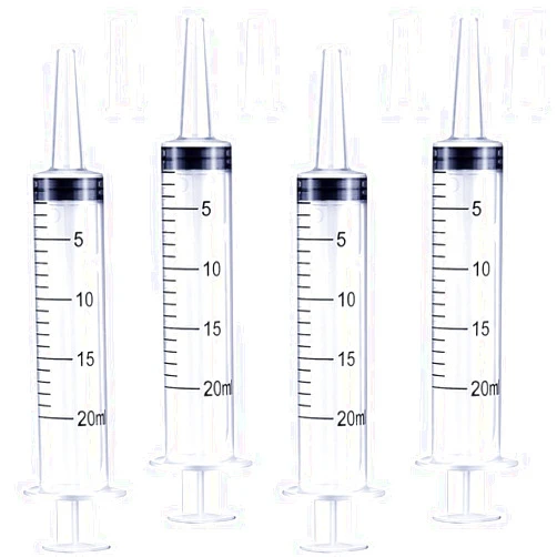 LabAider 4 Pack 20mL Syringe for Liquid with Tip Cap, Individually Sterile Sealed Large Plastic Liquid Syringes with Measurement for Oral, Labs, Measuring, Feed Pets, Medical Student, Oil or Glue Applicator