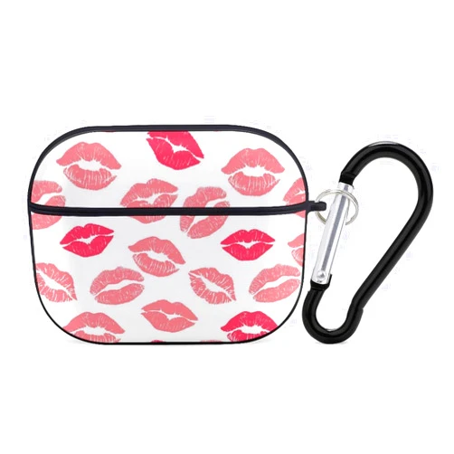 TecEr Lipstick-kiss-Print for Airpods Pro(2nd/1st Generation) Case with Key Chain, Full Protective Shockproof Case PC Hard Case Cover Supports Wireless Charging