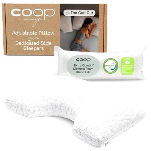Coop Home Goods Original Cut-Out Adjustable Pillow, Queen Size Bed Pillows for Neck & Head Support, Memory Foam Pillows - Medium Firm for Side Sleeper, CertiPUR-US/GREENGUARD Gold