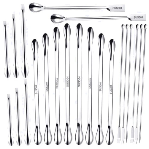 Mudder 22 Pieces Stainless Steel Lab Spatula Micro Scoop Set Laboratory Sampling Spoon Mixing Spatula for Powders Gel Cap Filler