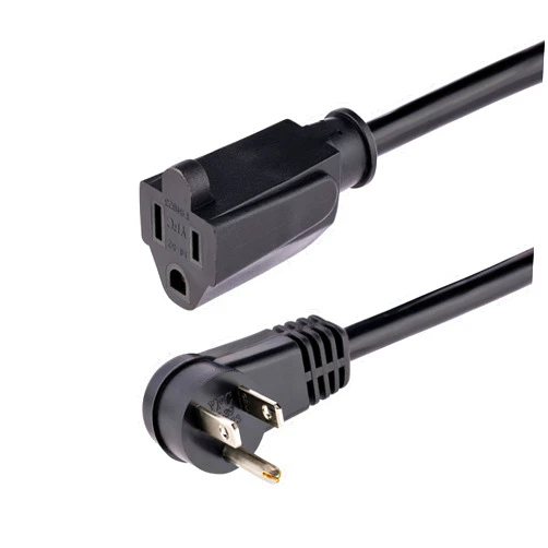 StarTech.com 1ft (0.3m) Power Extension Cord, Right Angle NEMA 5-15P to NEMA 5-15R, 13A 125V, 16AWG, Computer Power Extension Cord, AC Outlet Extension Cable, UL Listed (PAC101R1)