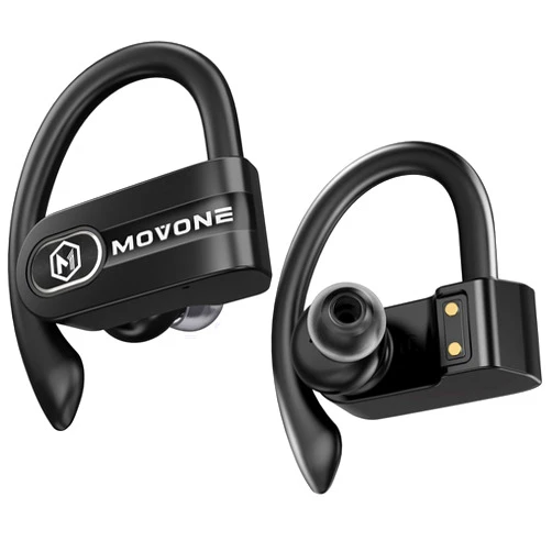 M MOVONE MOVONE True Wireless Earbuds Sport Bluetooth Headphones with Wireless Charging Case Premium Deep Bass Earphones Over Ear Hooks 32hrs Playtime in Ear with Built in Mic Headset USB C for Workout Running
