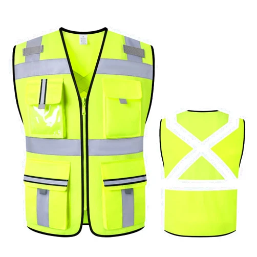AnnJoYoo Class 2 High Visibility Vests with Zipper Front and 7 Pockets, Meets ANSI/ISEA Standards