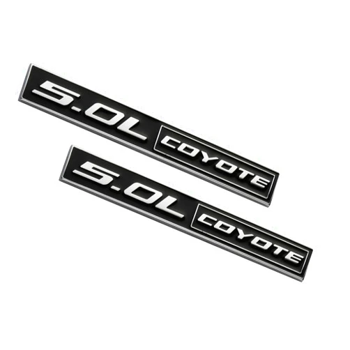 CDD 2 Pack 5.0L Coyote Emblems Decal 3D Badge V8 Engine Trunk Sticker Replacement for Mustang & F150 (Chrome/Black)