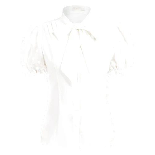 Belle Poque Summer Short Sleeve Office Button Down Blouse Vintage Business Casual Shirts Tops with Bow Tie
