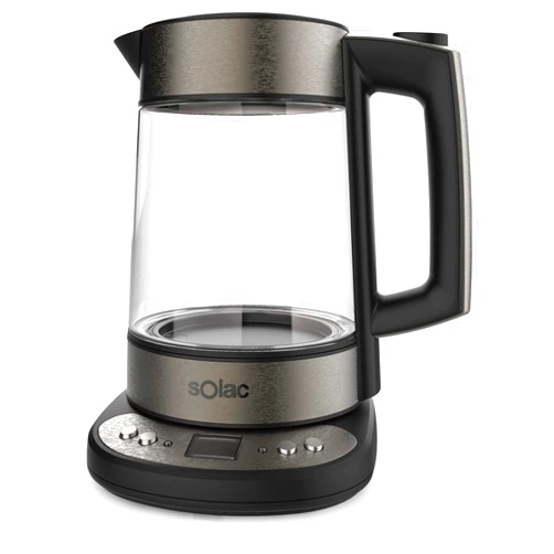 Solac Aroa Premium Electric Kettle w/Adjustable Temperature Control, Dark Brushed Stainless Steel,1.7 Liter,SMD-330T