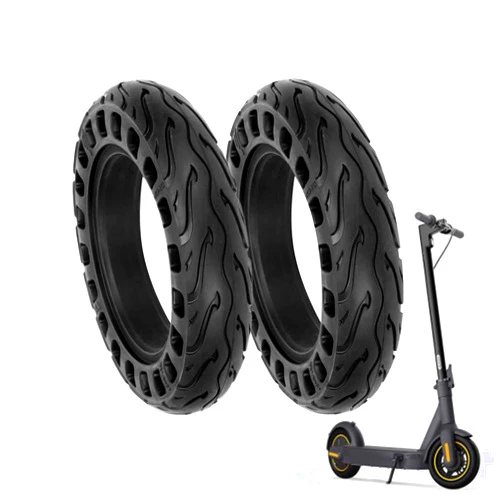 WANGFENG Scooter Replacement Wheels 10 Inch, 10x2.125/57-152 Solid Tire for Electric Scooter, Honeycomb Design Explosion-Proof Rubber Hollow Shock Absorption Electric Scooter Solid Tires 2 Pcs
