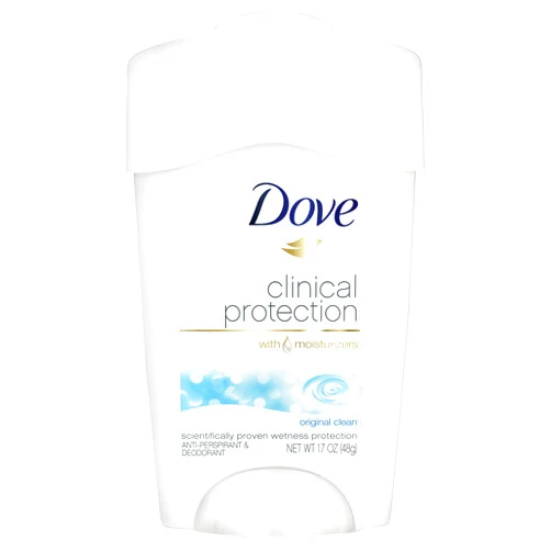 Dove Clinical Protection Antiperspirant Deodorant For Sweat and Odor Protection Original Clean Antiperspirant For Women Made With 1/4 Moisturizers 1.7 oz