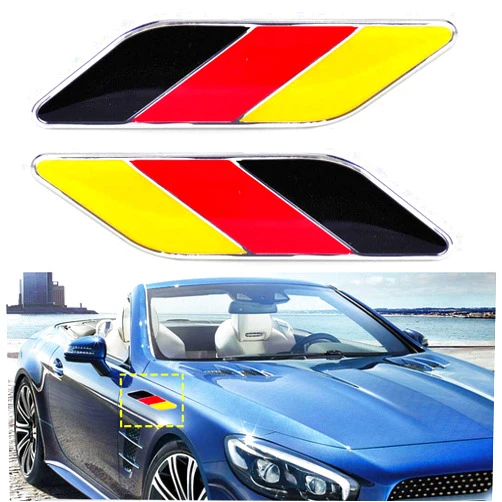 Aidelan 2PCS Universal Car German Germany Flag Emblem Badge Stripes Sticker Decals Compatible With VW Audi Benz