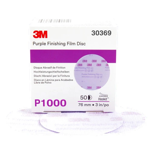 3M - 30369-4PK Hookit Purple Finishing Film Abrasive Disc 260L, 30369, 3 in, P1000, 50 discs per carton