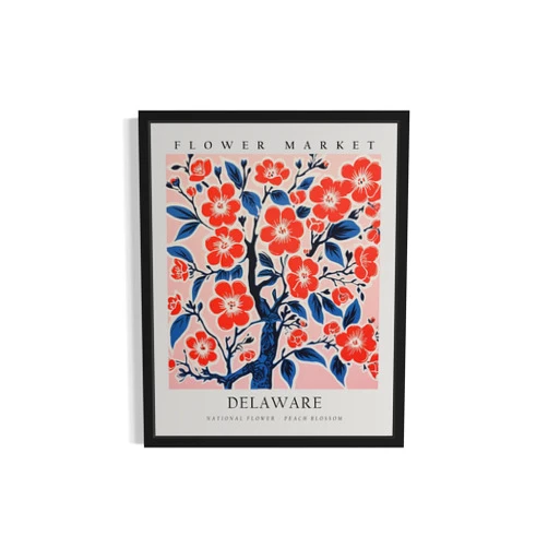 HomeArtPrint Delaware Flower Market Poster Art Print Botanical Wall Art Painting, Pastel Floral State Decor for Living Room and Bathroom 37 (Delaware Flower Market, 8 x 10 inches, Unframed)