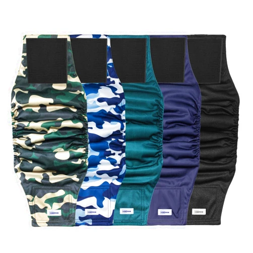 VUNCESSIN Reusable Dog Diapers Male, Premium Washable Belly Bands for Male Dogs, Pack of 5, High Absorbing Medium Male Dog Wraps for Doggie & Puppy in Incontinence or Excitable Urination and Training(M)