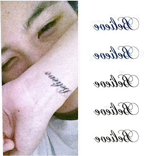 Oottati Small Cute Temporary Tattoo Words Quote Believe (Set of 2)