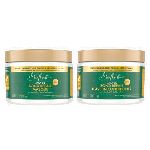SheaMoisture Bond Repair Masque and Leave-In Conditioner Bundle with Amla Oil, 11 oz Each to Strengthen, Repair and Hydrate Curly Hair