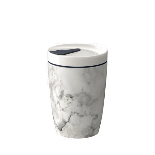 Villeroy & Boch Like. By Villeroy And Boch To Go Mug S Marmory, 270 Ml, Premium Porcelain/Silicone, White/Black