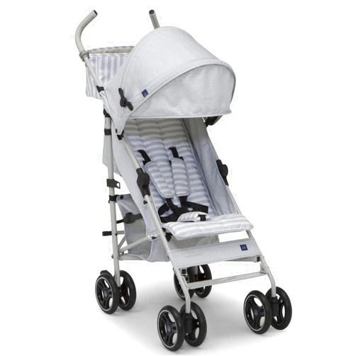 Delta Children babyGap Classic Stroller - Lightweight Stroller with Recline, Compact Fold & Removable Parent Organizer - Made with Sustainable Materials, Grey Stripes