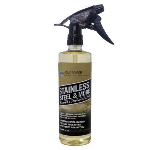 Aqua Armor Stainless Steel and More - Stainless Steel Cleaner and Polish with Si02 Ceramic sealer to resist fingerprints, smudges and water spots
