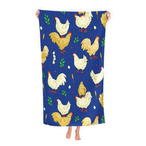 Dhakalrlde Chicken Beach Towel Funny Chicken Pattern Sand-Free Microfiber Towel Absorbent Towel Ultra Soft Quick Dry Pool Towel Lightweight Towel for Outdoor Bathroom Swimming 31inx51in