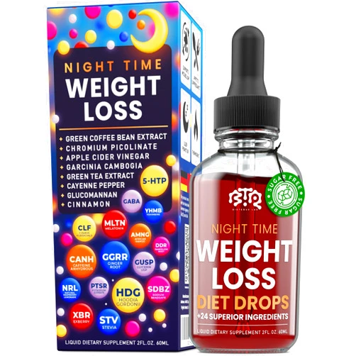 BIOTEQUELAB Night Time Weight Loss Diet Drops - Appetite Control, Fat Burner, Metabolism Booster - Apple Cider Vinegar - Cinnamon - Cayenne Pepper
