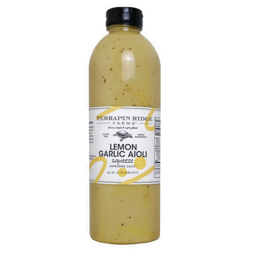 Terrapin Ridge Farms Lemon Garlic Aioli Garnishing Squeeze – One 32 Ounce Bottle