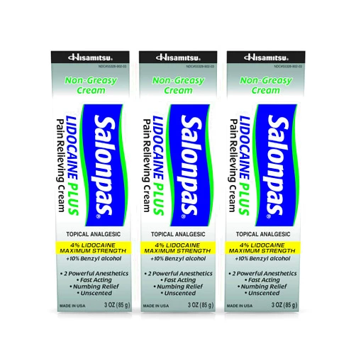 Salonpas Lidocaine Plus Pain Relieving Cream - 3 oz (Pack of 3) 3 Ounce (Pack of 3)